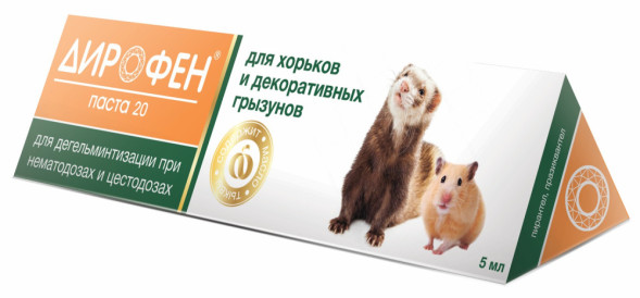 Apicenna Дирофен-паста 20 в шприце-дозаторе для дегельминтизации при нематозах и цестозах у грызунов - 5 мл