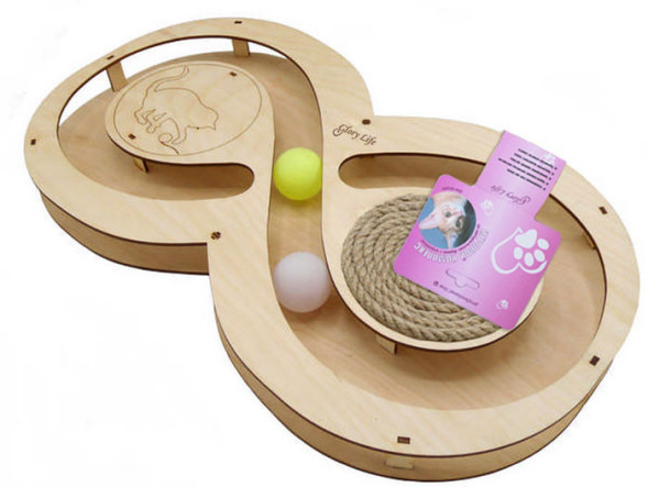 Glory Life игровой комплекс для кошек Восьмерка с шариками и когтеточкой из каната, 49х27х3,6 см