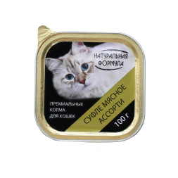 Натуральная формула влажный корм для кошек суфле мясное ассорти, в ламистерах - 100 г х 15 шт