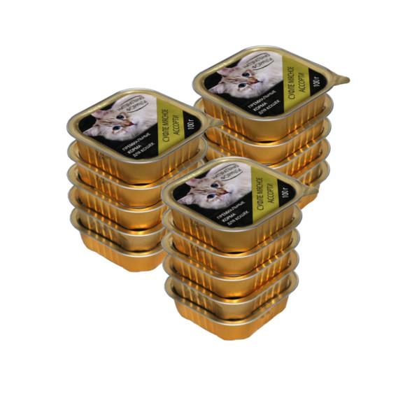 Натуральная формула влажный корм для кошек суфле мясное ассорти, в ламистерах - 100 г х 15 шт