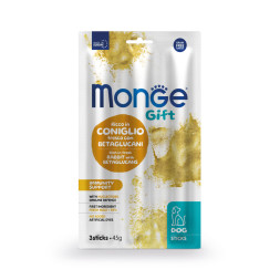 Monge Gift Immunity Support лакомство для собак всех пород Мягкие палочки со свежим кроликом, нуклеотидами и бета-глюканами, для поддержки иммунитета - 45 г