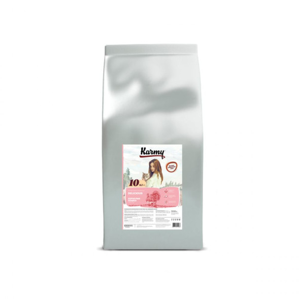 Karmy Delicious сухой корм для взрослых кошек, привередливых в питании, с индейкой - 10 кг