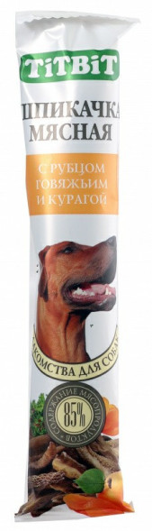 TiTBiT Biff лакомство для собак шпикачки мясные с рубцом говяжьим и курагой - 50 г