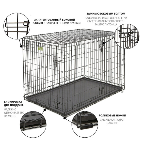 MidWest клетка iCrate 122х76х84h см 2 двери черная