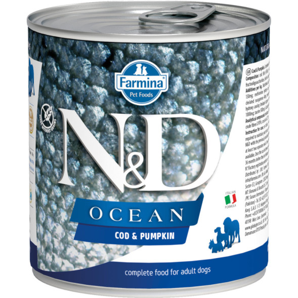 Farmina N&amp;amp;D Ocean Dog влажный корм для взрослых собак с треской и тыквой - 285 г (6 шт в уп)