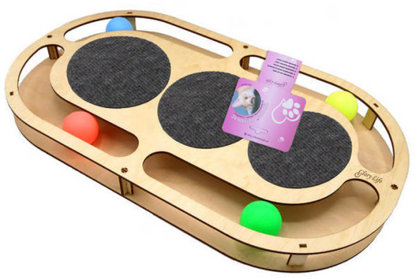 Glory Life игровой комплекс для кошек Стадион с шариками и когтеточкой из ковра, 49х27х3,6 см