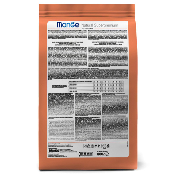 Monge Dog Speciality Puppy &amp;amp; Junior сухой корм для щенков всех пород с лососем и рисом 800 г