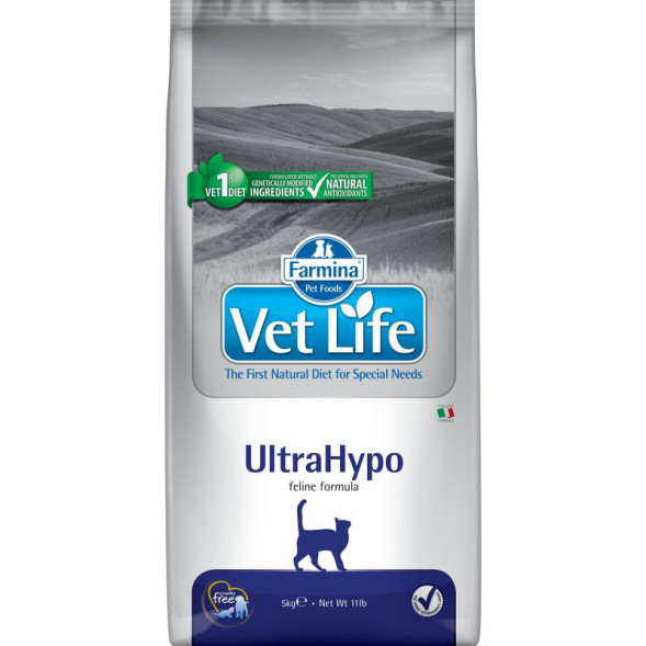 Farmina Vet Life Cat Ultrahypo сухой корм для взрослых кошек при пищевой аллергии - 5 кг