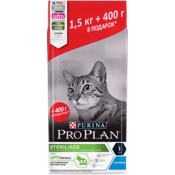 Pro Plan Cat Adult Sterilised сухой корм для стерилизованных кошек с кроликом - 1,5 кг + 400 г в подарок