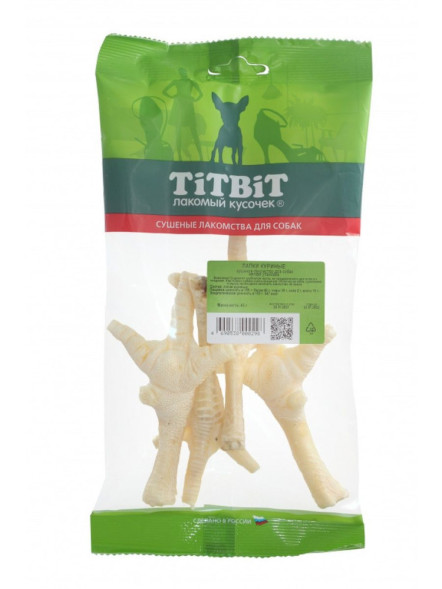 TiTBiT лакомство для собак лапки куриные вяленые - 45 г