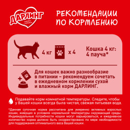Дарлинг влажный корм для взрослых кошек с говядиной в подливе, в паучах - 75 г х 26 шт