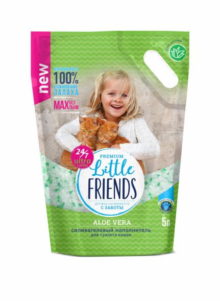 Little Friends Aloe Vera наполнитель силикагелевый для туалета кошек - 5 л