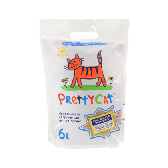 PrettyCat наполнитель древесный для кошачьих туалетов Wood Granules  6 л