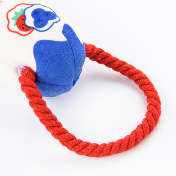 Mr.Kranch игрушка для собак Йогурт, плюшевая с канатиком и пищалкой, 19 см