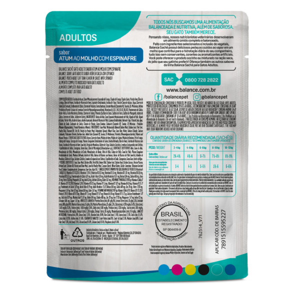 Balance Cat паучи для кошек с тунцом в соусе, со шпинатом - 85 г x 18 шт