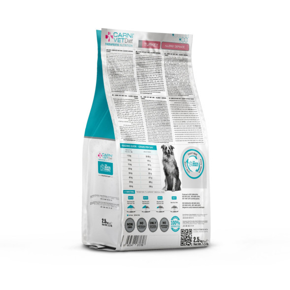 CARNI Vet Diet Dog Allergy Defense диетический сухой корм для собак при аллергии, здоровая кожа и шерсть, с индейкой - 2,5 кг