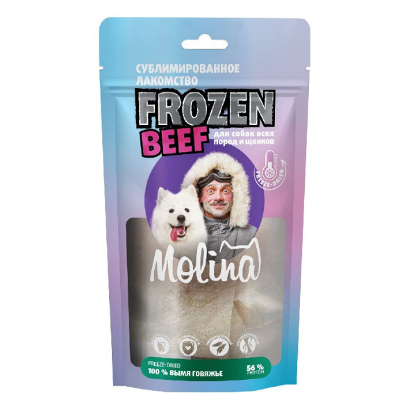 Molina Frozen сублимированное лакомство для собак всех пород и щенков Вымя говяжье - 60 г