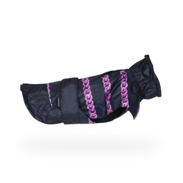 United Pets Easy 44 дождевик для собак, черный с розовым рисунком