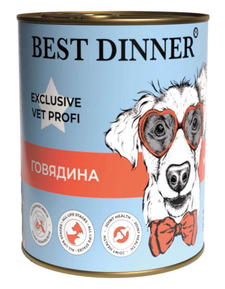 Best Dinner Exclusive Vet Profi Mobility Говядина консервы для собак - 340 г х 12 шт