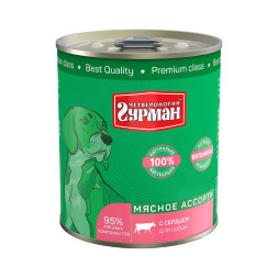 Четвероногий Гурман Мясное ассорти консервированный корм для собак с сердцем - 340 г (12 шт)