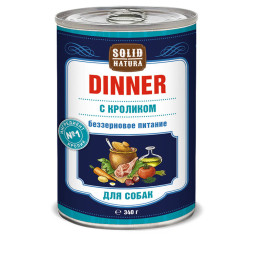 Solid Natura Dinner Кролик влажный корм для собак в жестяной банке 340 г х 12 шт