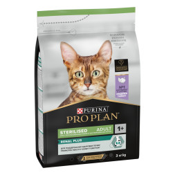 Pro Plan Sterilised сухой корм для взрослых кошек для поддержания здоровья почек после стерилизации с индейкой - 3 кг