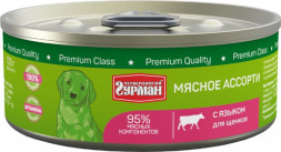 Четвероногий гурман влажный корм для щенков Мясное ассорти с языком, в консервах - 100 г х 24 шт