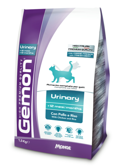 Gemon Cat Urinary сухой корм для взрослых кошек для профилактики мочекаменной болезни с курицей и рисом 1,5 кг