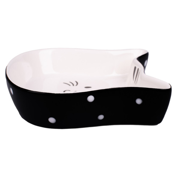 Mr.Kranch миска керамическая для кошек Мордочка кошки, 200 мл, черная с белым