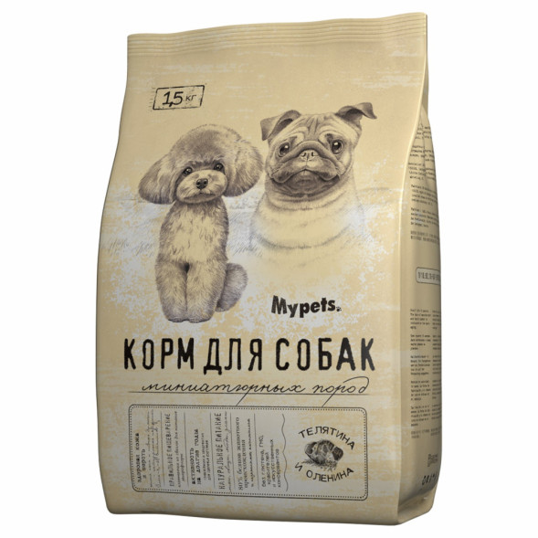 Mypets сухой корм для собак миниатюрных пород с телятиной и олениной - 1,5 кг