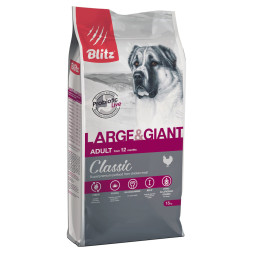 Blitz Classic Adult Large &amp;amp; Giant Breed сухой корм для взрослых собак крупных пород, с курицей - 15 кг
