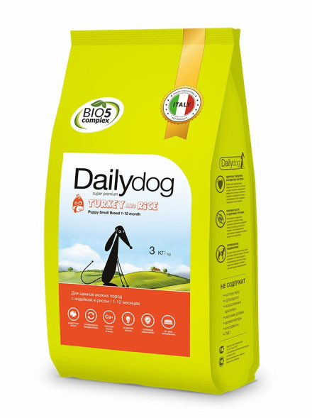 Сухой корм Dailydog Puppy Small Breed Turkey and Rice для щенков мелких и миниатюрных пород с индейкой и рисом - 3 кг