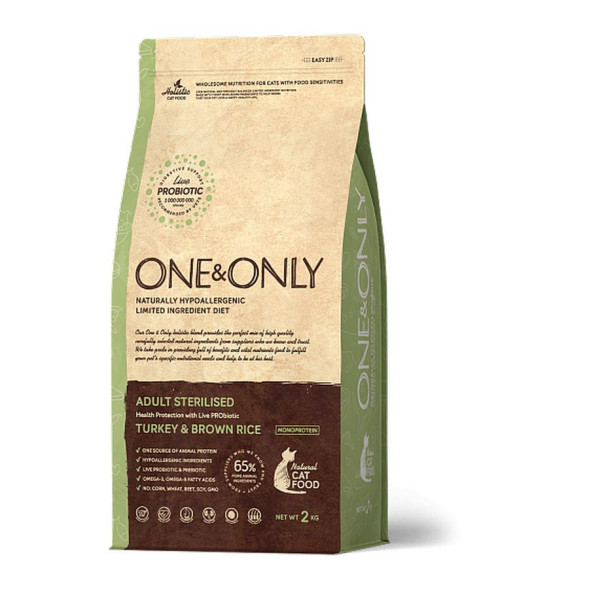 ONE&amp;amp;ONLY turkey &amp;amp; Rice Adult Sterilised сухой корм для стерилизованных кошек, индейка с рисом - 2 кг