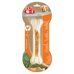Лакомство 8in1 DELIGHTS Strong L косточка сверхпрочная с куриным мясом для крупных собак 21 см