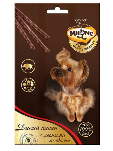 Мнямс Деликатес лакомые палочки для собак с мясом дикого кабана и лесными ягодами 13,5 см - 3х11 г
