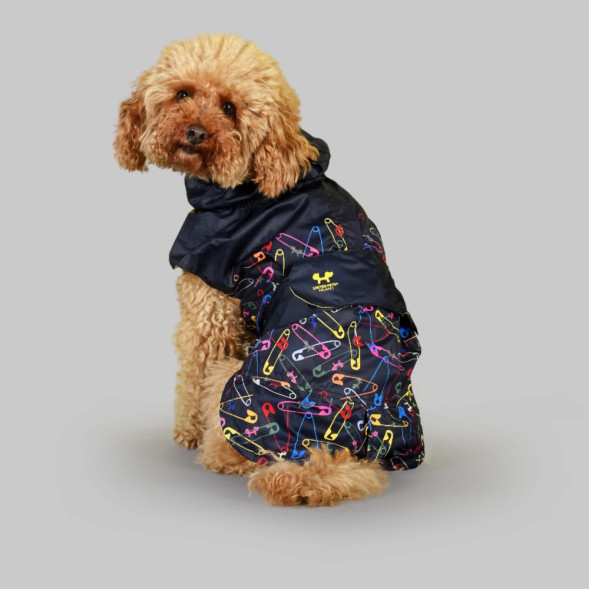 United Pets Easy 28 дождевик для собак, черный с разноцветными булавками