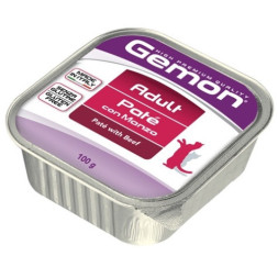 Gemon Cat влажный корм для взрослых кошек с говядиной в ламистере 100 г х 32 шт