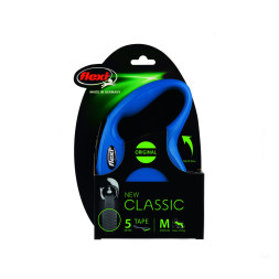 Поводок-рулетка Flexi New Classic M длиной 5 м для собак до 25 кг лента голубая