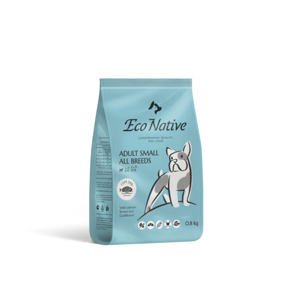 Eco Native сухой корм для собак мелких пород, с диким лососем и рисом - 800 г