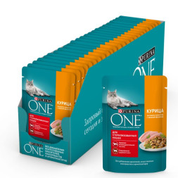 Влажный корм Purina ONE для стерилизованных кошек, с курицей и зеленой фасолью 26x75г