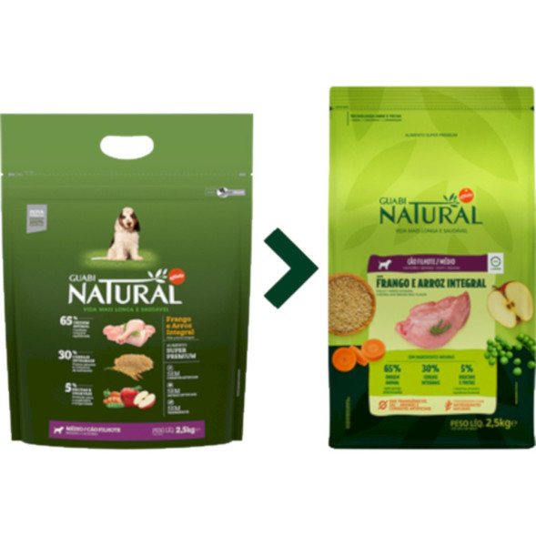 Guabi Natural Puppy cухой корм для щенков средних пород, с цыпленком и коричневым рисом - 2,5 кг