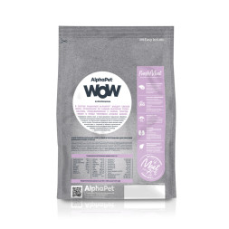 AlphaPet WOW Superpremium сухой полнорационный корм для взрослых домашних кошек и котов с уткой и потрошками - 350 г
