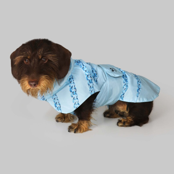 United Pets Easy 28 дождевик для собак, голубой с голубым рисунком