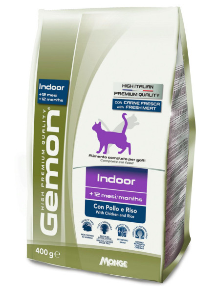 Gemon Cat Indoor сухой корм для домашних кошек с курицей и рисом 400 г