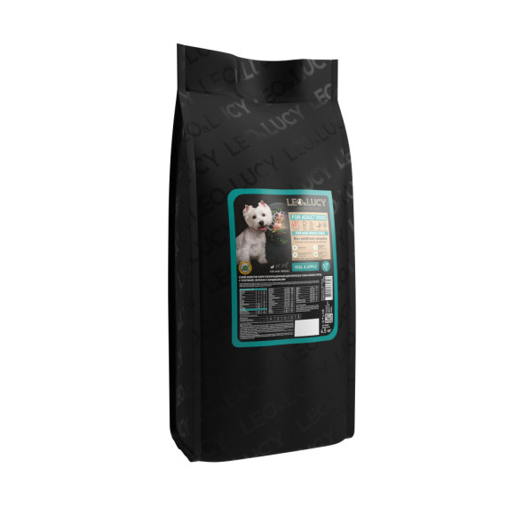 LEO&amp;amp;LUCY сухой холистик корм для взрослых собак мелких пород с телятиной и яблоком - 4,5 кг