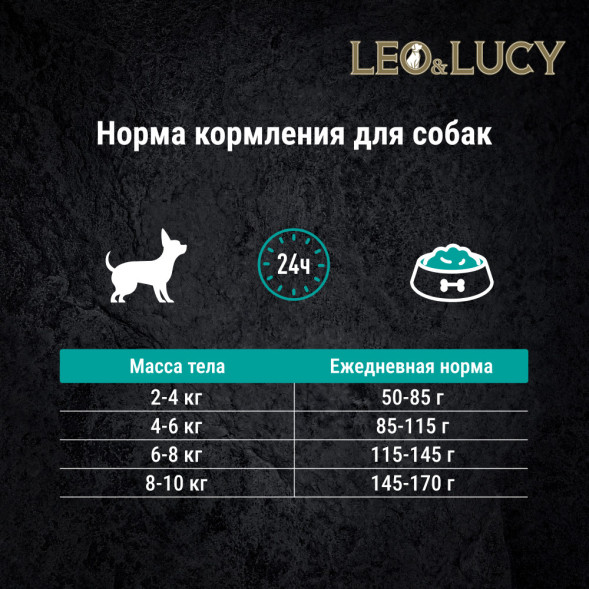 LEO&amp;amp;LUCY сухой холистик корм для взрослых собак мелких пород с телятиной и яблоком - 4,5 кг