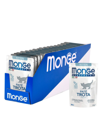 Monge Cat Monoprotein влажный корм для котят с форелью в паучах 85 г (28 шт в уп)