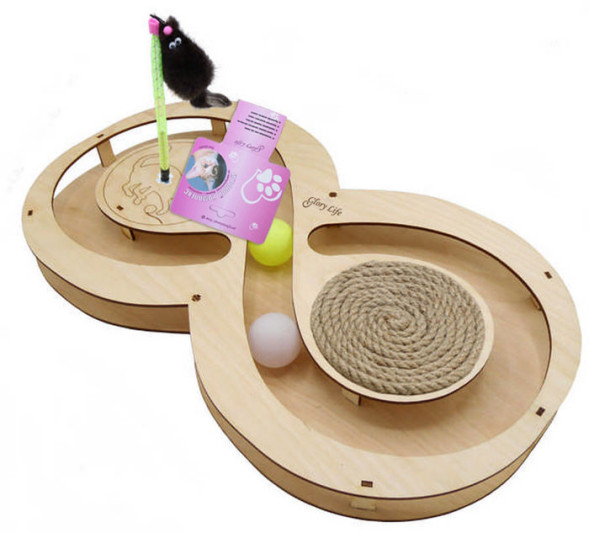 Glory Life игровой комплекс для кошек Восьмерка с шариками c игрушкой на пружине и когтеточкой из каната