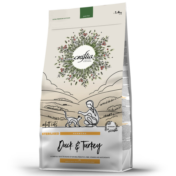 Craftia Harmona сухой корм для стерилизованных кошек с уткой и индейкой - 1,4 кг