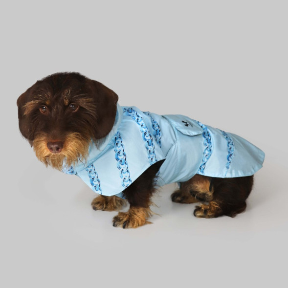 United Pets Easy 44 дождевик для собак, голубой с голубым рисунком